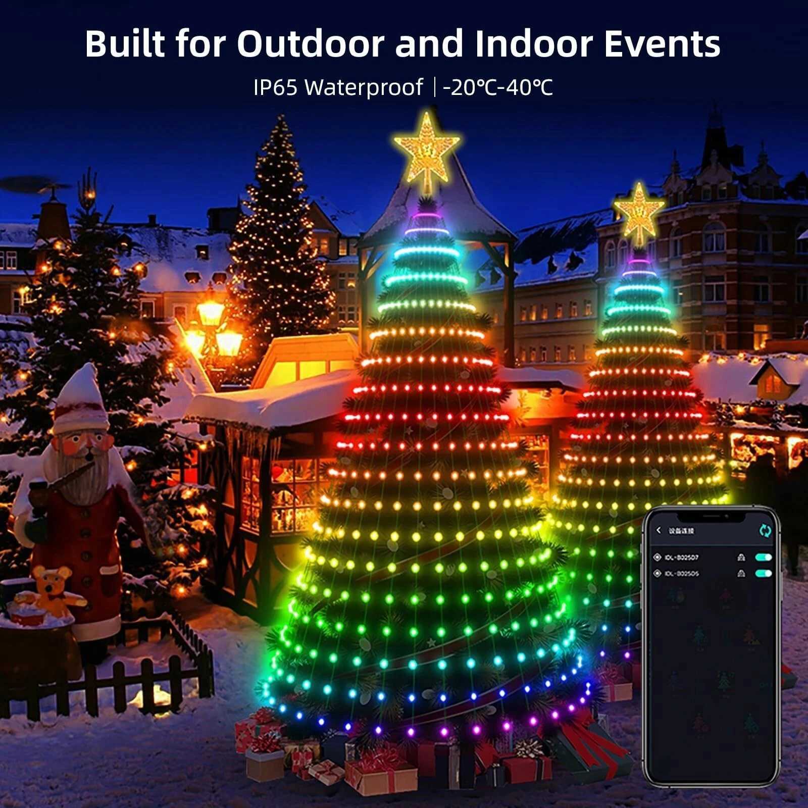Christmas 69FT Christmas Tree Lights 400LEDs Bluetooth App Control RGB Music Sync Multi-Color Flashing Holiday Decor Christmas Lighting Y251111
