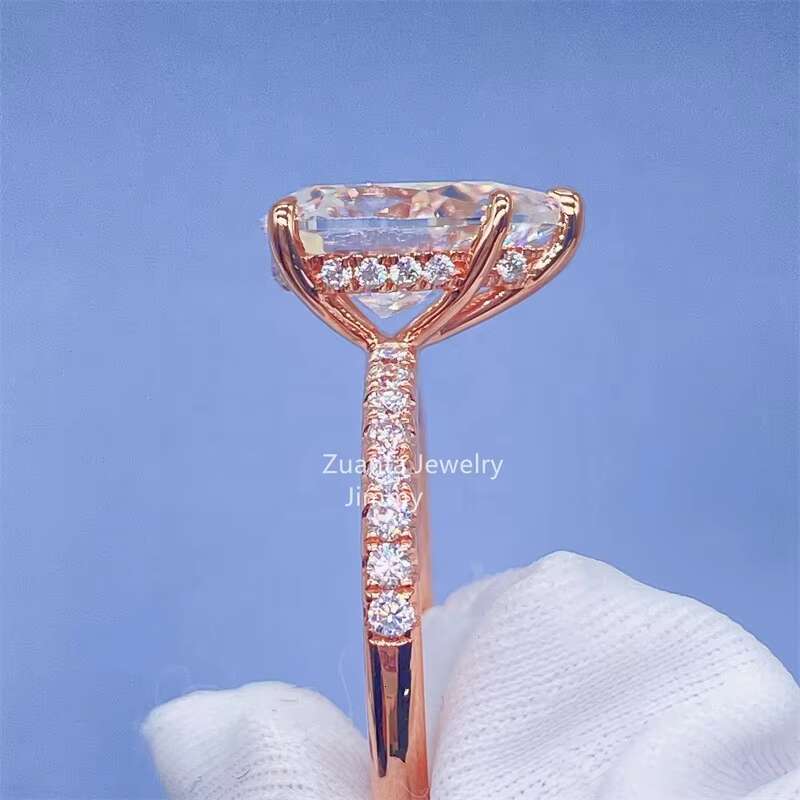 Vintage Boutique 3CT Pear Diamond 10k Solid Rose Gold Moissanite Engagement Ring Wedding Bridal Jewelry