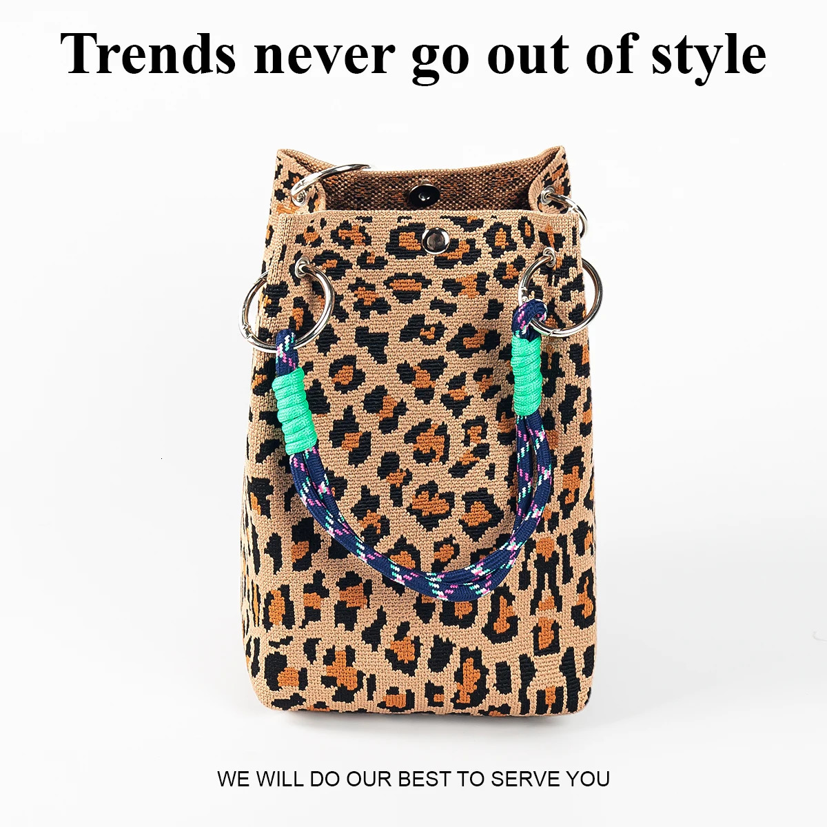 Vintage Mature Leopard Print Statement Knit Tote Bag Suitable for Womens Daily Commute Shopping Camping Travel Carrying Books Phone 251110
