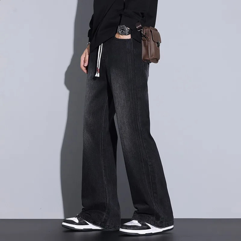 Mens casual straight leg jeans Bell bottom American loose fit lightweight mens summer clothing tray 250407