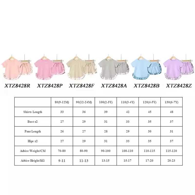 2025 Summer Gils Fashion Set Childrens Solid Short Sleeve Clothing Set Childrens Leisure Set Baby Cute ClothingXJ250410