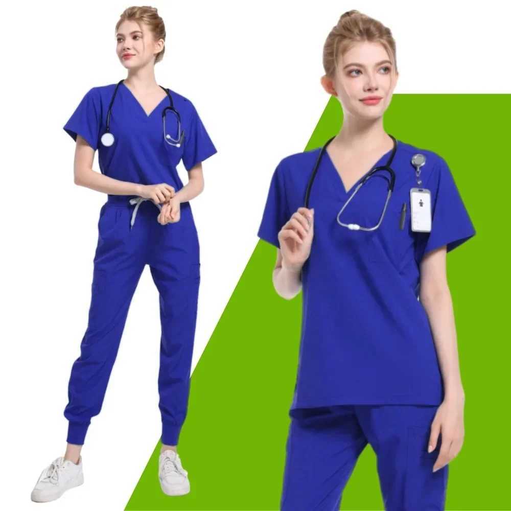 Dentist Surgery Tops Solid Color Beauty Sn Work Blouse Veterinary Nursing T-Shirts Spa Uniform Scrub Tops Men Medical Clothes X250410