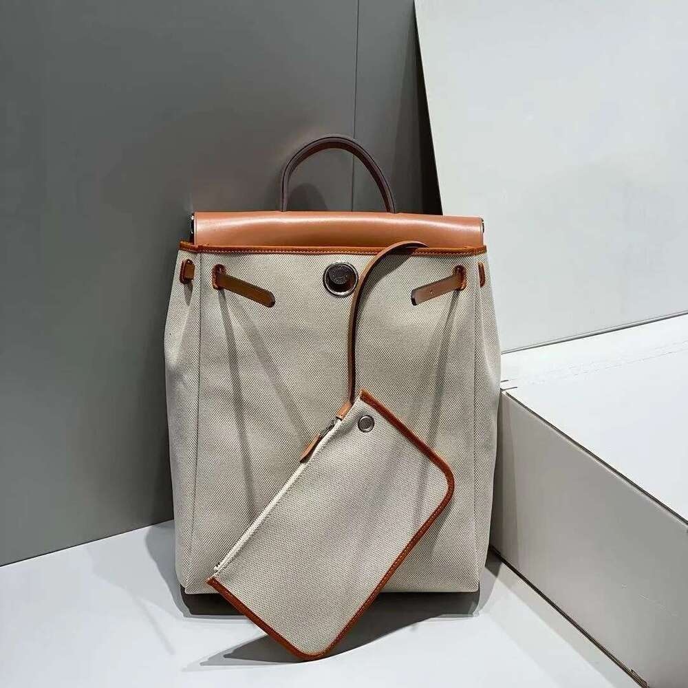 Backpack 2025 new fashion handbag waterproof canvas leisure large capacity shoulder bag high-grade leather backpack