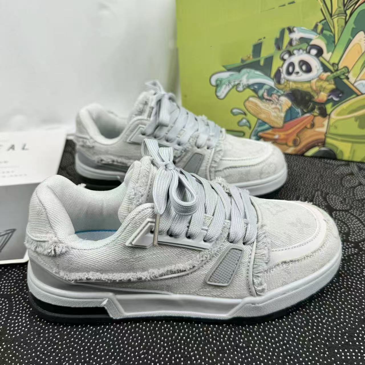 grey pink denim beard edge bread shoes female couple niche sports casual shoe men 36-44 outdoor sneaker