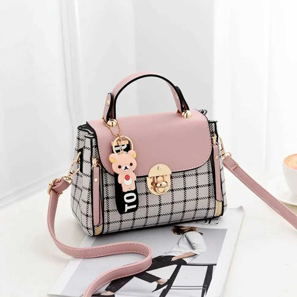 New PU Leather Shoulder Bags Buckle Flap Handbags Plaid Pattern Messenger Bag WomenT251110