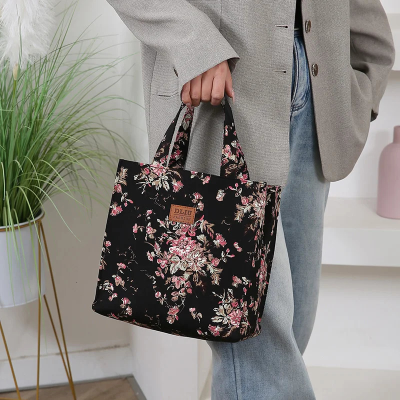 Vintage Large Capacity Handbag with Lunch Box Storage Bag for Work Commuting Shopping Portable Mother Cloth Tote 251110
