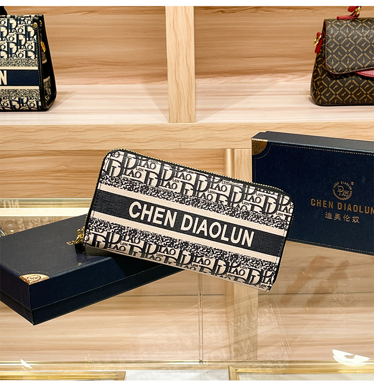 Light luxury brand cowhide wallet card holder new trendy bag long hand-held mobile phone integrated ladies leather clutch bag