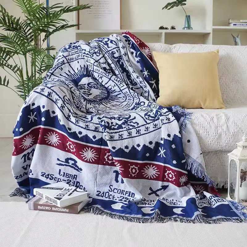 American Country Retro Jacquard Woven Blanket Sun Moon God Sofa Throw Dust-proof Cushion Carpet Cushion Textile Dropshipping C251111