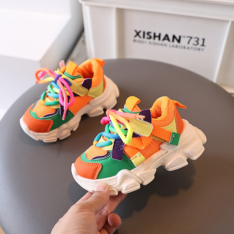Kids Girls Shoes Girls Sneakers 2025 New Spring Net Breathable Toddler Boys Kidszworld Sport Running Shoes Outdoor Athletic Shoes Size 21-30 K0214