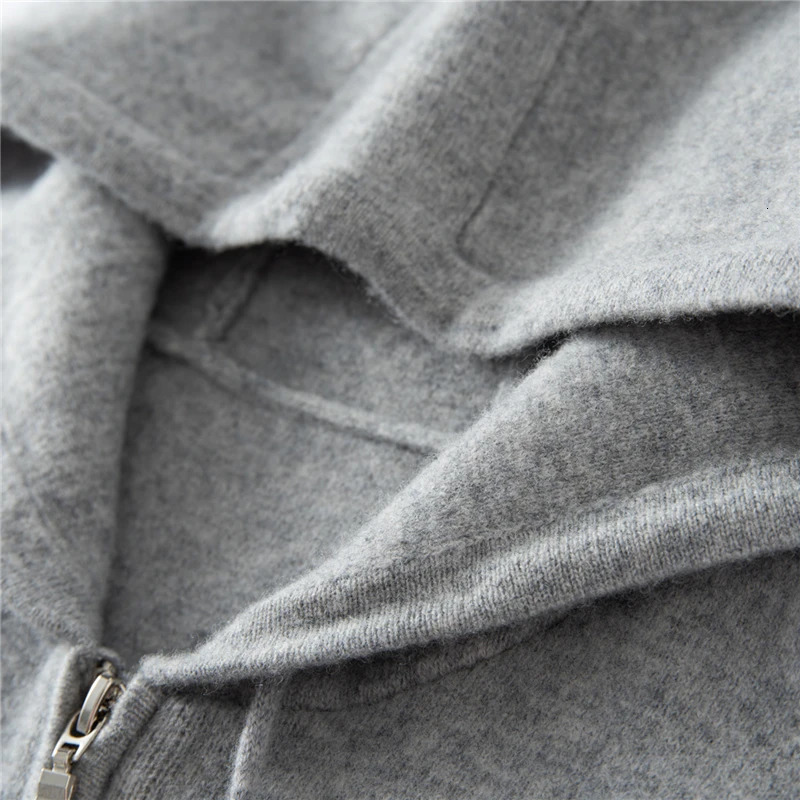 Autumn Winter Thickened Warm 100 Pure Wool Vest Mens with Hood Zipper Cardigan Casual Pocket Sweater Jacket 251104