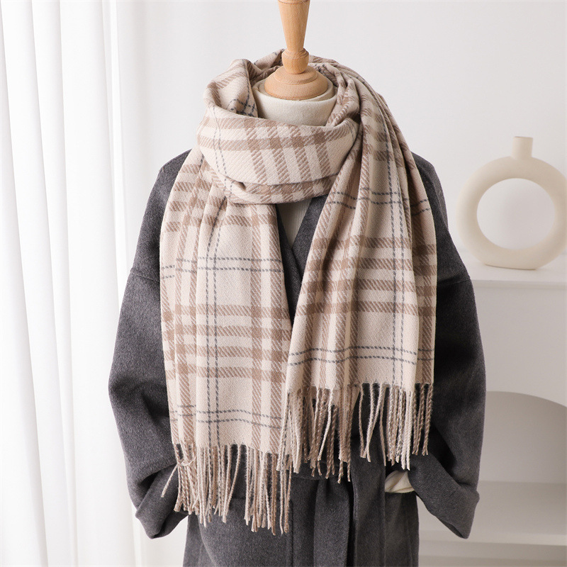 Designer free shipping scarves 2025 High-Quality medium to long thick scarf fashionable and warm imitation cashmere scarf plaid shawl Pastel white