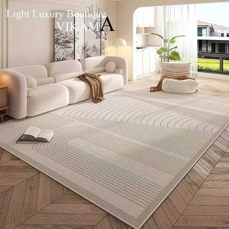 VIKAMAM French Cream Style Carpet Living Room Sofa Coffee Table Rug Washable Erasable Home Bedroom Bedside Floor Mat Checkroom Y251110