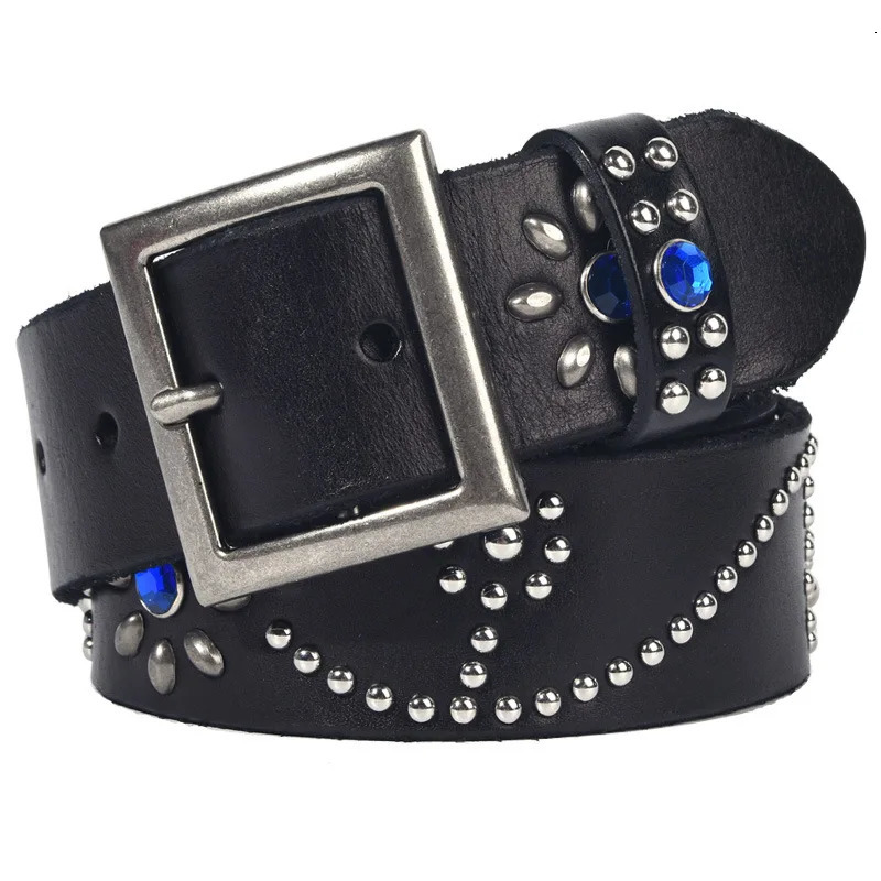Vintage Style Western Punk Belt for Women with Rhinestones and Studs 251110