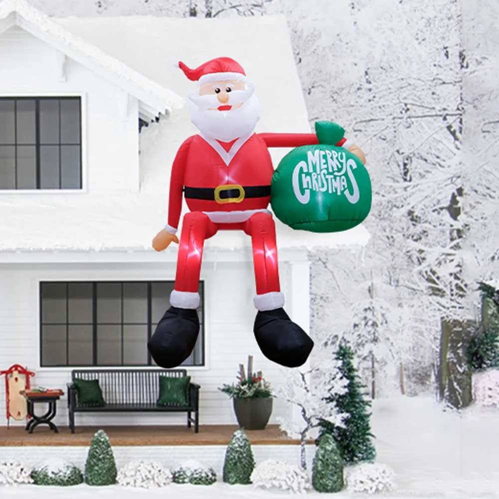 Christmas 8FT Inflatables Christmas Hold Present Bag Outdoor Decorations Climbing Santa Claus Inflatable Christmas Home Yard Decorations Y251111
