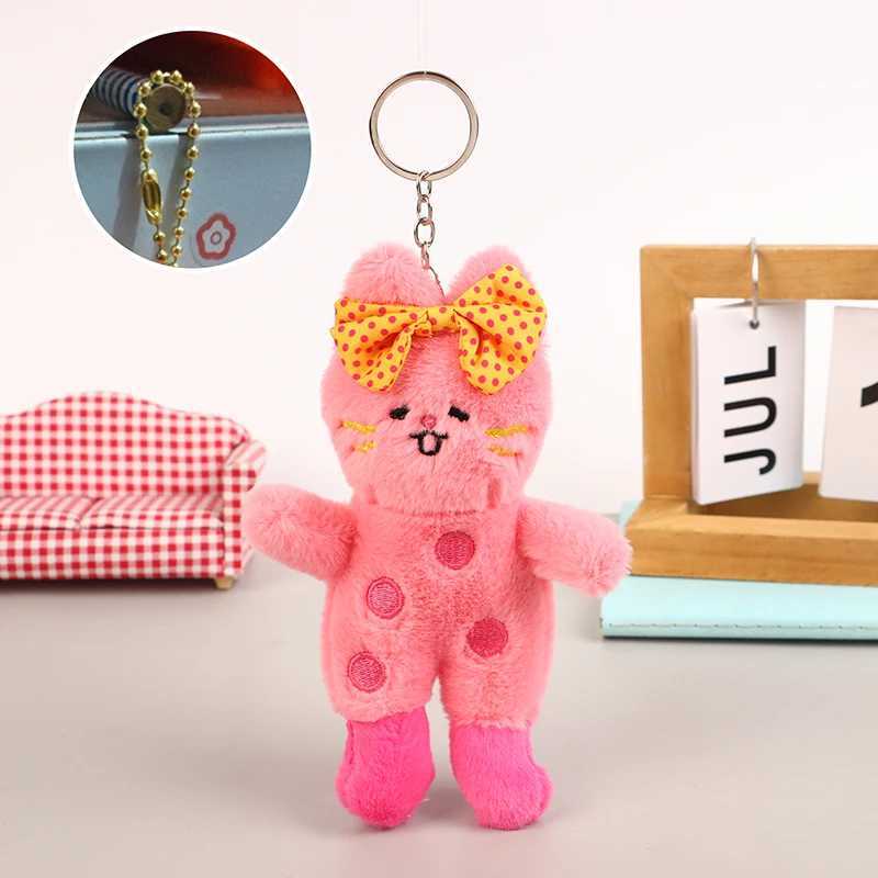 Cute polka cat plush toy stuffed kitten doll keychain plush keyholder cute backpack pendant W250411
