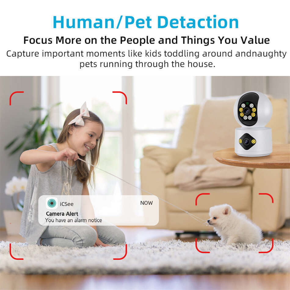Gun and ball linkage binocular dual screen wireless surveillance camera home 360 degree mobile phone remote night vision