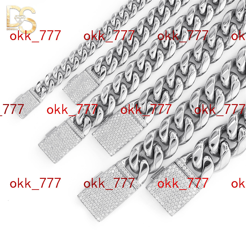 Wholesale Hip Hop Fashion 14k Gold Plated Miami Cuban Chain 6mm-18mm Bracelet and Necklace With Moissanite Clasp