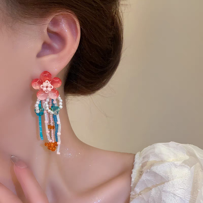 Elegant Two-Tone Floral Pendant Earrings Stylish Gift Idea for Her