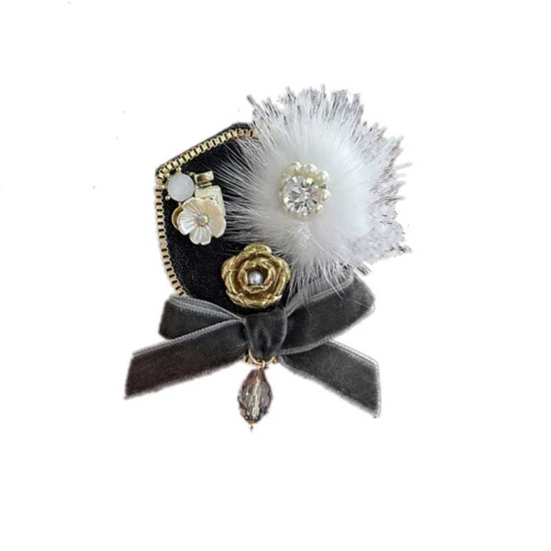Luxury Korean Rhinestone Pearl Bow Brooches for Women Flower Hairball Badge High-end Fixed Clothing Lapel Pins Jewelry Accessories Y251111