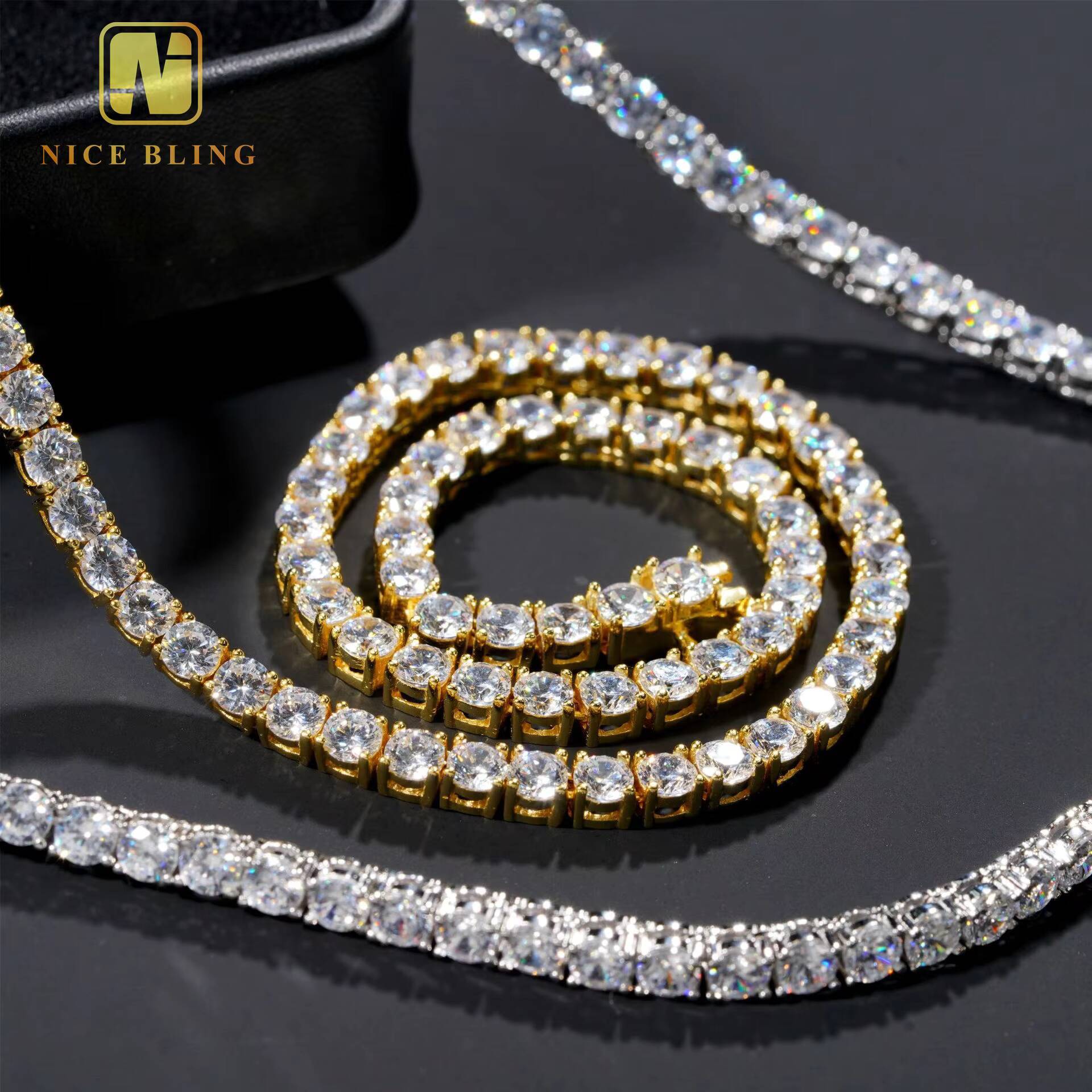 Manufacturer Direct Selling 925 Silver Cubic Diamond Chain Necklace Hip Hop Jewelry Iced Out Tennis Chain