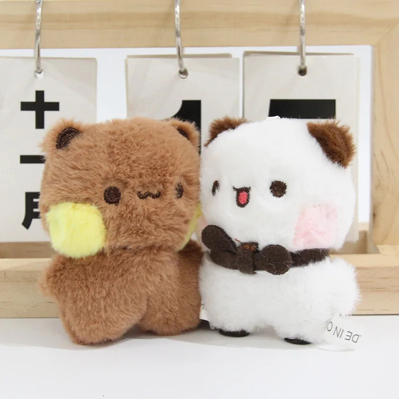 Cartoon Panda Bubu and Yier Keychain Pendant Dolls Cute Panda Bear Doll Keyring Handbag Decor Accessories Couple Gifts 251110