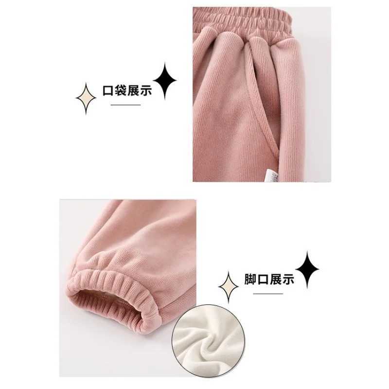 Childrens Fleece Pants Autumn Winter New Style Korean Childrens Versatile Soft Jogger Pant Baby Boys and Girls Trousers L251110