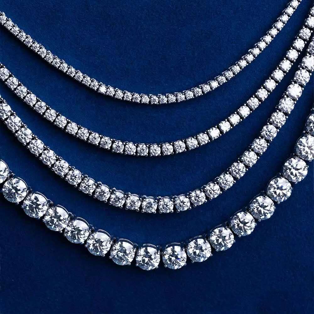 New Classic Hip Hop Jewelry Bling 925 Sterling Silver 2mm GRA VVS Moissanite Iced Out Tennis Chain Bracelet for Men Women Party