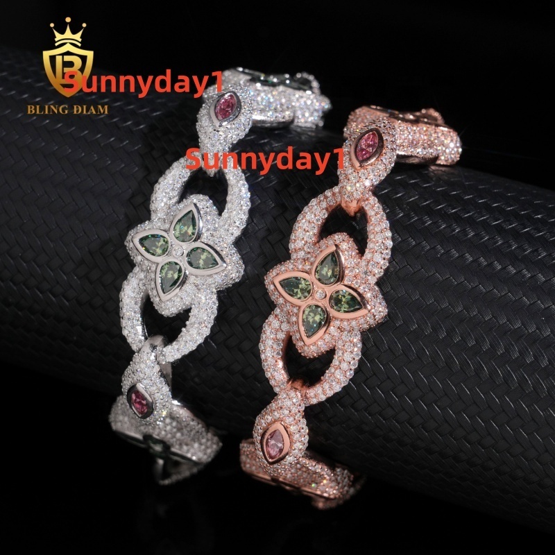 D Color VVS Moissanite Diamond Sterling Silver 925 20MM Lab Grown Diamond Bracelet Moissanite Cuban Link Bracelet