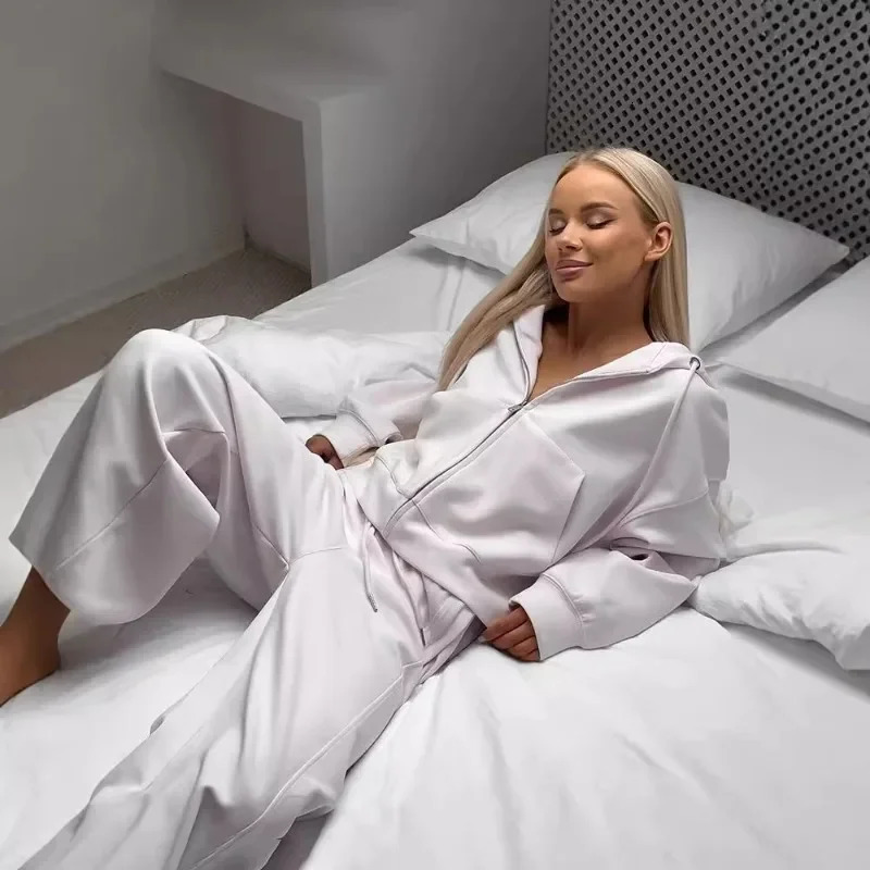 Womens Autumn Tracksuit Casual Two-Piece Set with Zipper Hooded Top And Yellow Pants Gary Sports Suit 251106