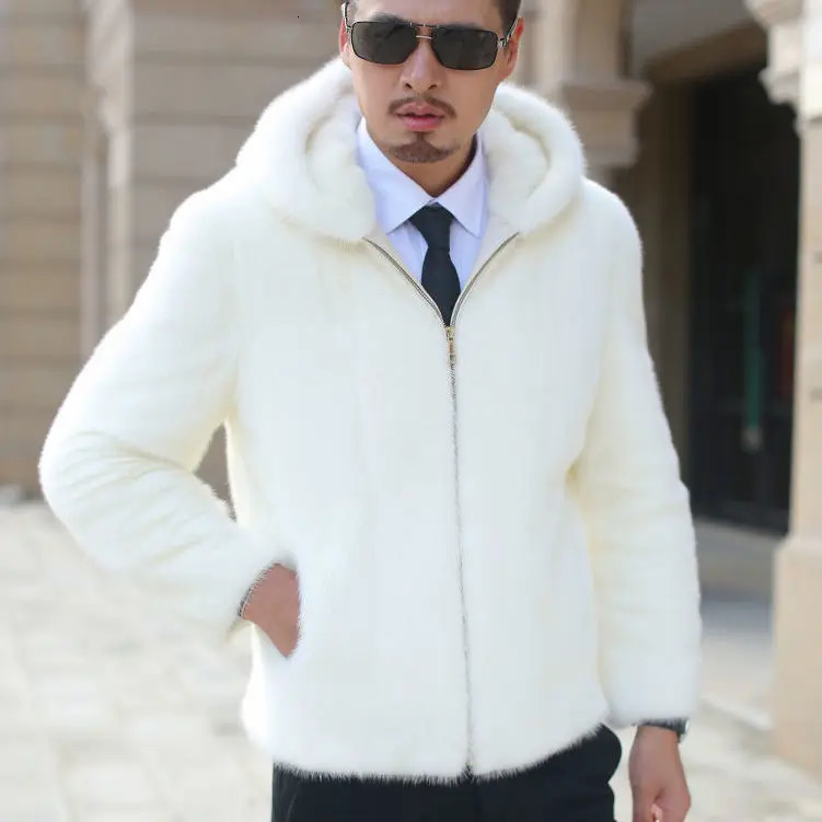 Fashion Autumn Winter Men Faux Mink Fur Coat Fluffy Warm Outwear Male Thick Solid Loose Casual Stand Male Jackets W34 251105