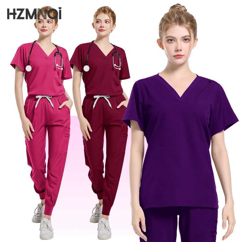Women Scrubs Suits Surgical Tops Pants Multicolor Workwear Casual Jogger Clothes Hospital Doctor Nurse Uniform Medical Scrub Set X2504101