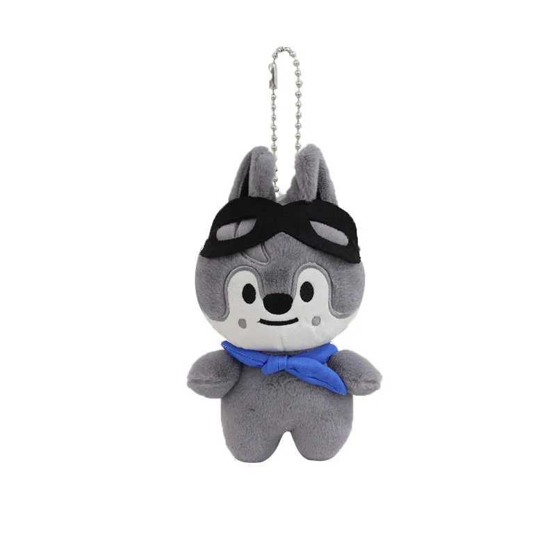 Skzoo Plush Keychain Cute Pilot Stray Children Plush Toy Grey Wolf White Rabbit Brown Bear Doll Pendant Birthday Gift W250411