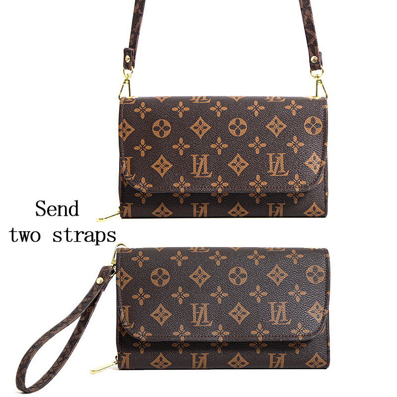 Wallet women's long style double zipper hand-held bag, shoulder crossbody bag, large capacity double-layer mobile phone bag, wrist strap, wallet 