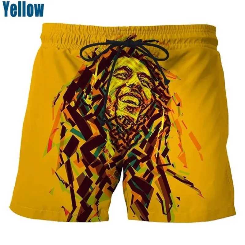 Rock Singer Bob Marley Reggae Rasta Pattern Board Shorts 3D Printed Mens Outdoor Leisure Sports Gym Shorts Mens Swimming RelayW250410