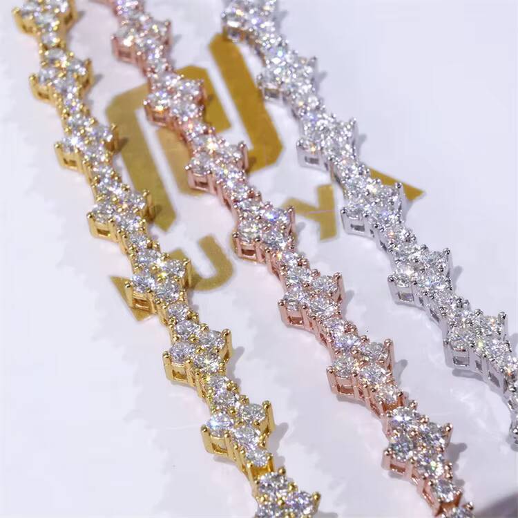 S925 Silver Moissanite Tennis Chain Bracelet Trendy Hip Hop Jewelry Accessory for Men