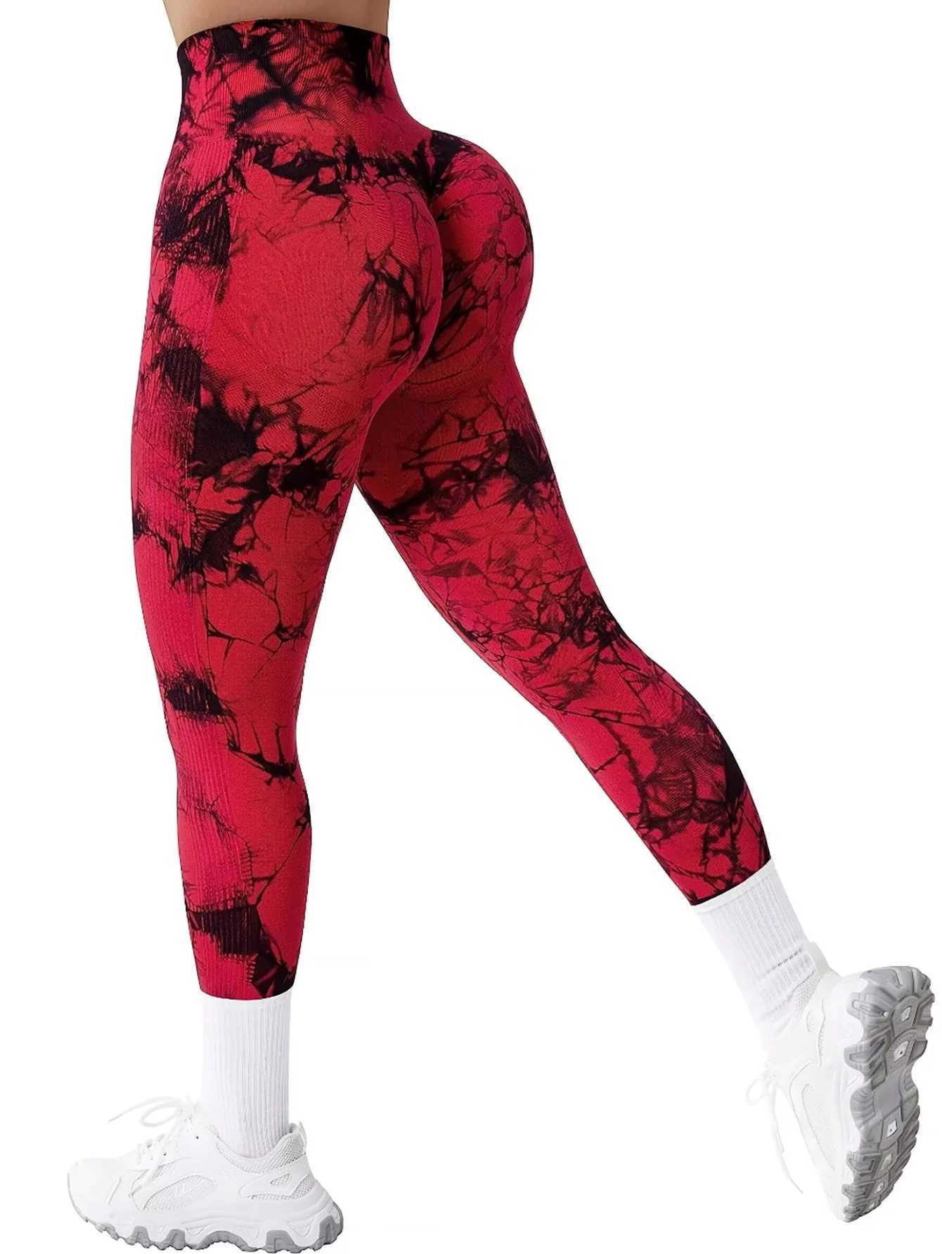Tie dye yoga pants sports legs seamless high waist push ups for women tight fitting fitness exercise legs gym clothing 2025 newW250411