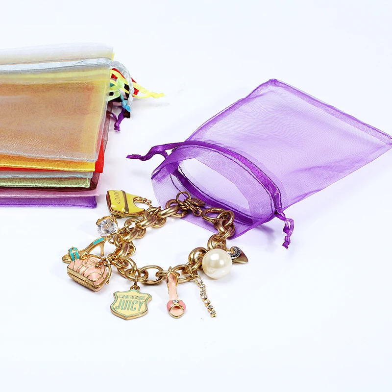 50pcs Chocolate Gift Bags Transparent Chiffon Drawstring Organza Christmas Year Valentines Day Party Candy Box 251110