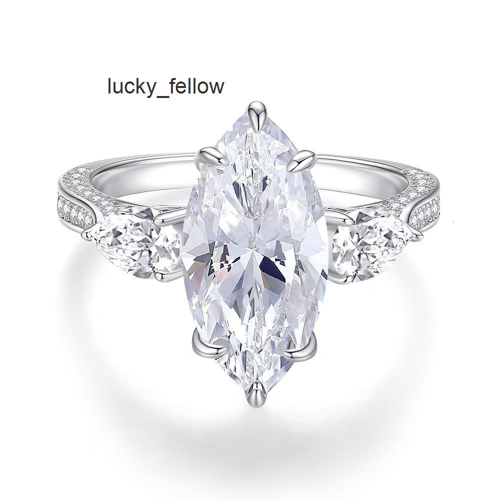High Quality 925 Sterling Silver Jewelry D Color 5ct Marquise Cut Three Stone Moissanite Women Wedding Ring
