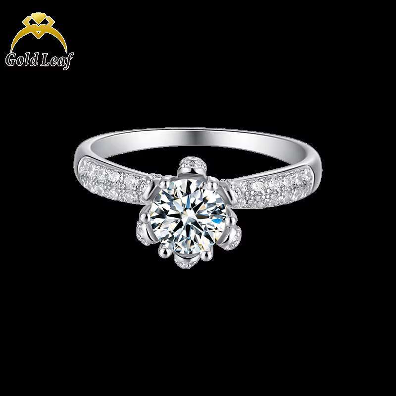 Goldleaf Jewelry Luxury 925 Silver with Moissanite Diamond Wedding Rings Moissanite Ring