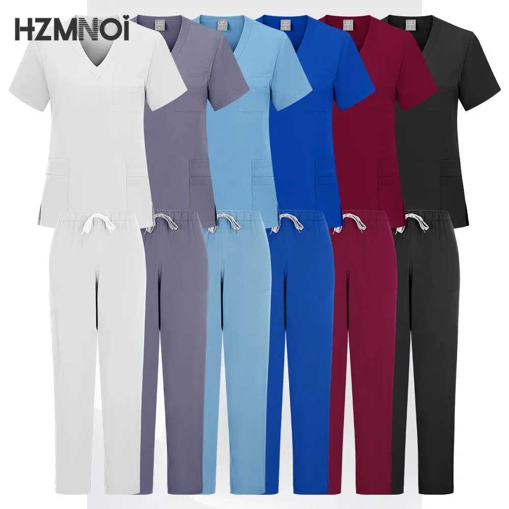 New Anti-Wrinkle Clinical Uniforms Washable Nurse Scrubs Sets Surgical Doctor Medical Uniforms Beauty Sn Spa Workwear X250410