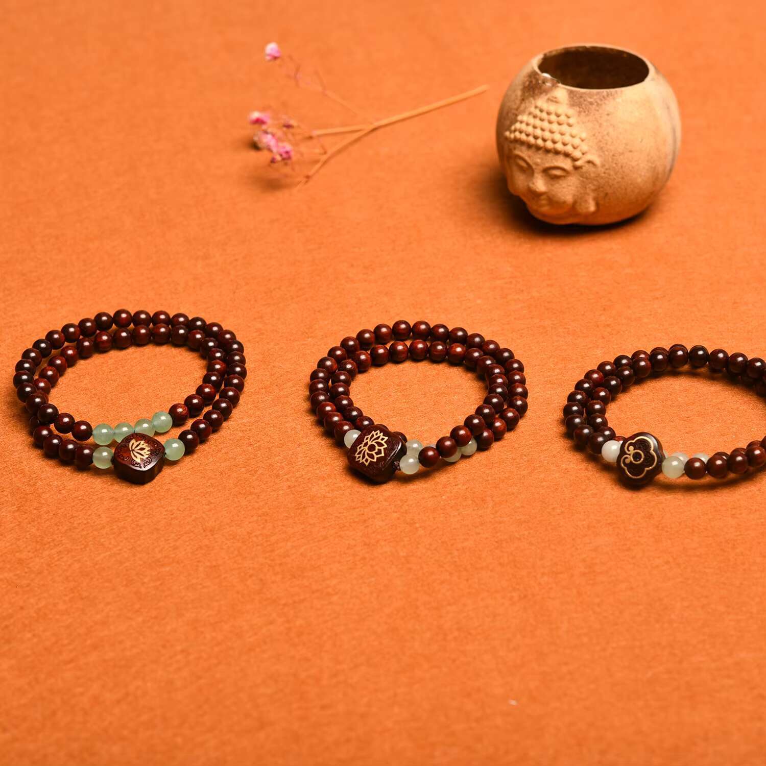 Buddhist prayer multi circle bead wristband 6mm natural rosewood green Venus multi-layer bracelet