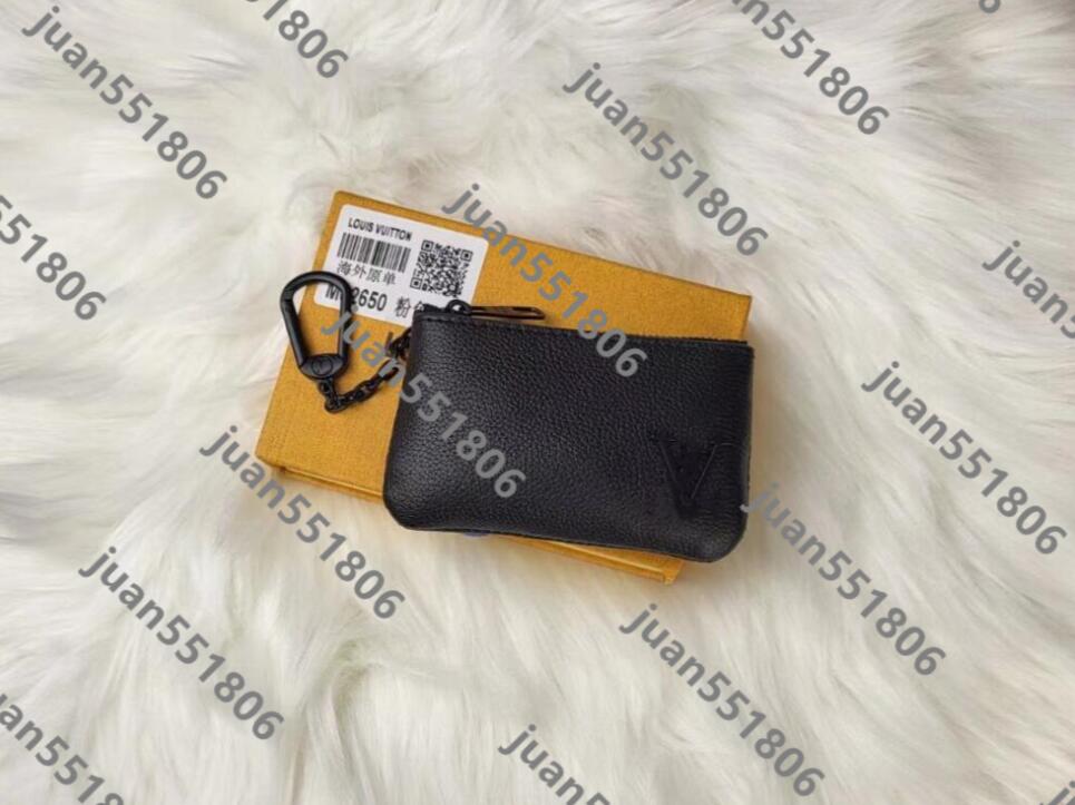 Luxury goods special black logo Key Pouch Zip Wallet Coin Leather Wallets Women's Designer Purse Purse Crossbody bag 62650