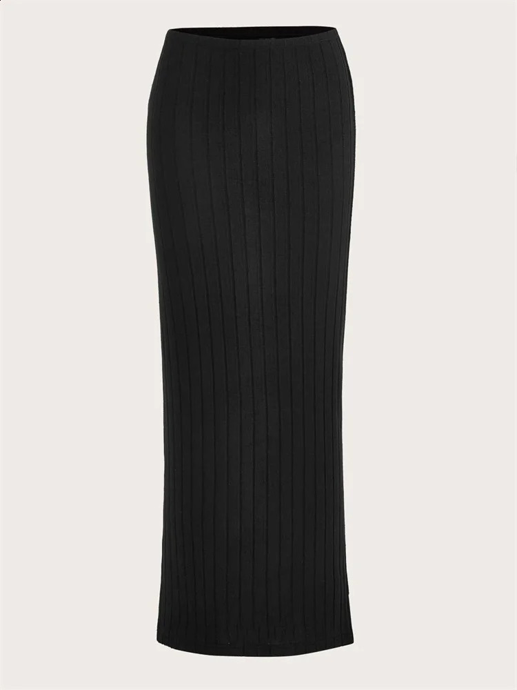 Casual Solid Color Ribbon Knitted Pencil Skirt Womens Autumn Spring High Waist Elegant Slimming Long Sleeve Dress 250407