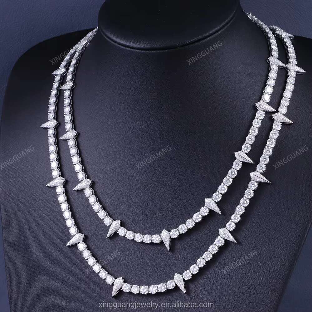 XG Pass Diamond Tester Fancy Moissanite Tennis Chains Necklaces 925 Silver Vvs Moissanite Chains Fine Jewelry Necklaces