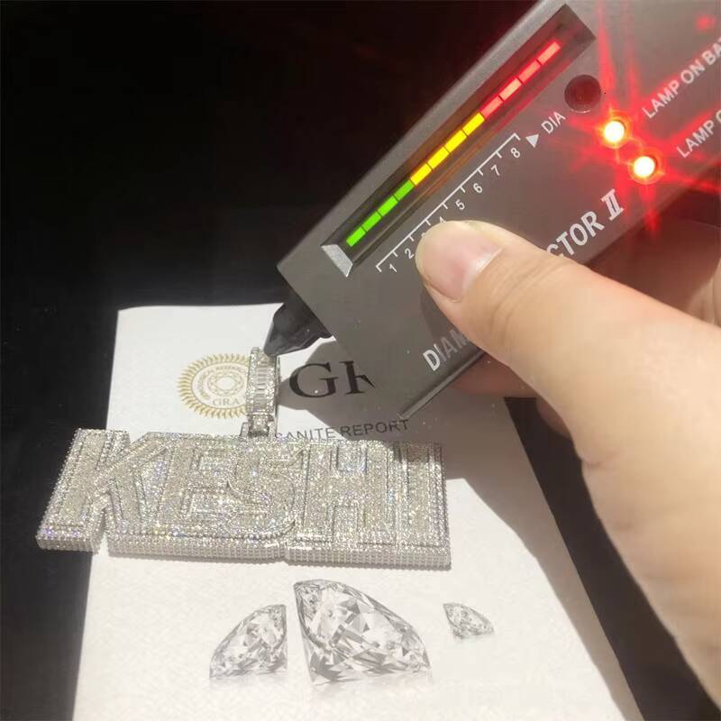 Personality Hip Hop Sterling Silver Moissanite Name Mosaic Alphabet Pendant for Men Customizable