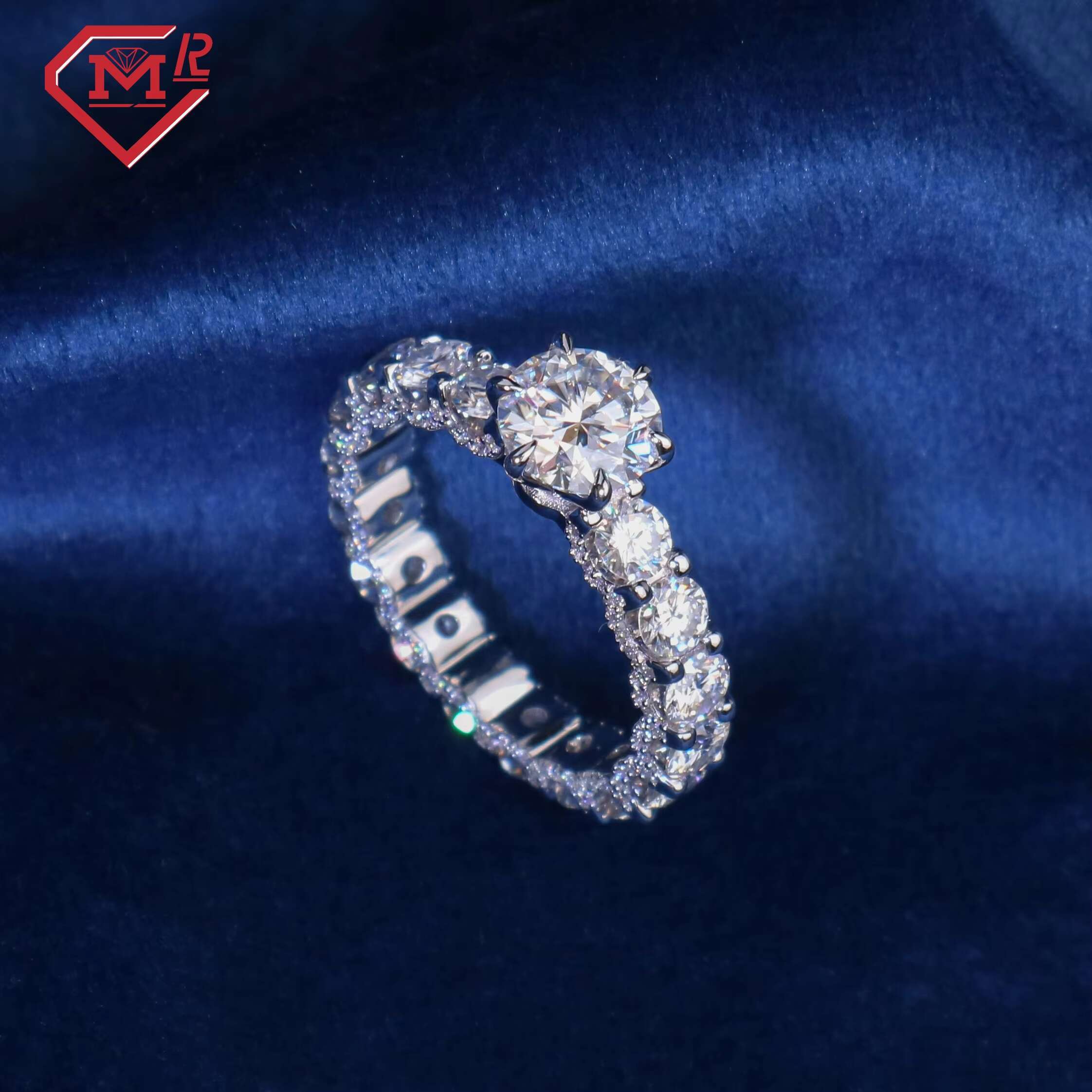 Custom Moissanite Engagement Ring S925 Gra Certificated Luxury Tennis Hip Hop VVS Moissanite Ring