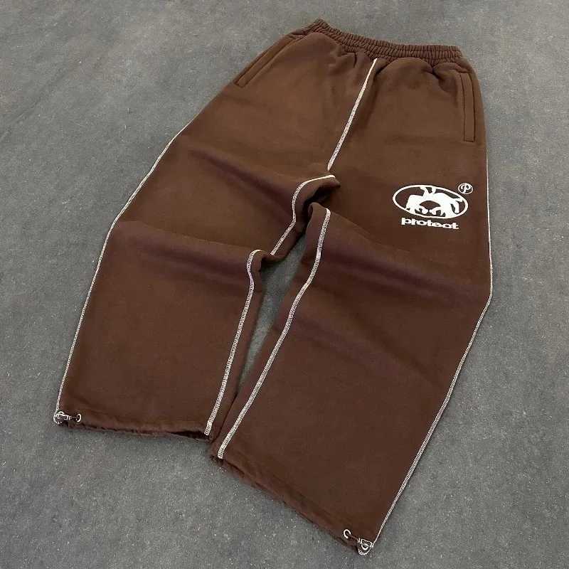 Y2K mens retro pants new fashion embroidered cotton goods runners sports pants mens casual wide leg pantsXJ250410