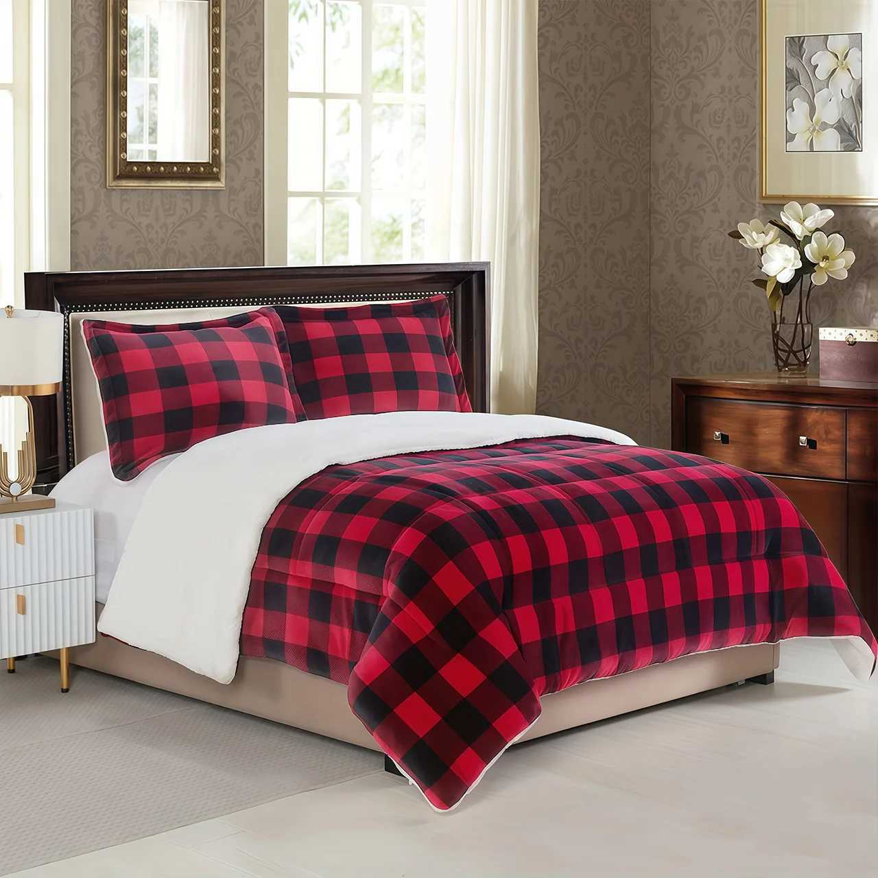 1pc Cozy Sherpa Fleece Plaid Blanket - Sofa Bed and Best Blanket In Poland All-Season Soft Warm 2KG Weighted 650GSM C251111