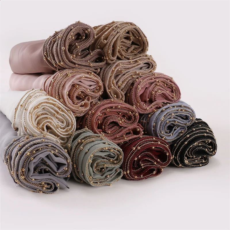 Golden Ball Bubble Chiffon Headscarf Ramadan Solid Color Scarf Necklace Shawl Womens Sunscreen Headscarf Outdoor Windproof Headscarf 250409