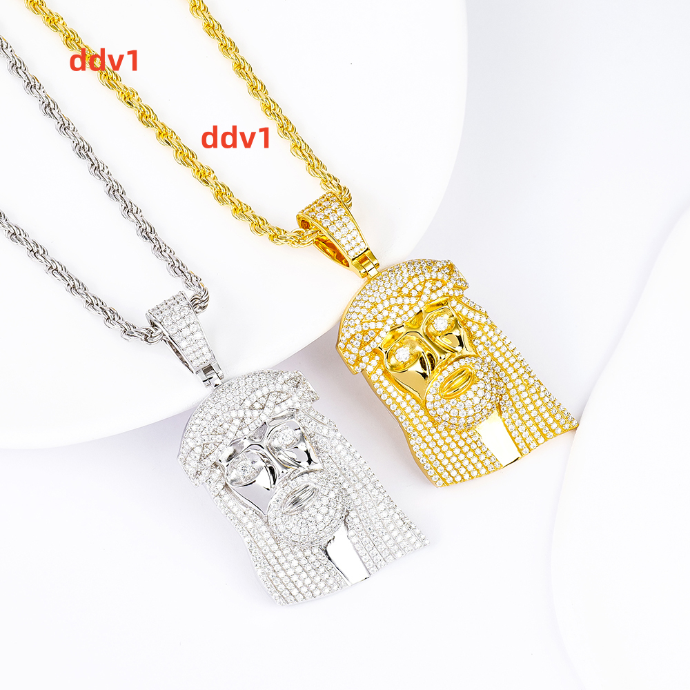 Custom 925 Silver Jewelry Hip Hop Ice Out Moissanite Diamond GRA Cuban Tennis Necklace Chain Moissanite Large Jesus Pendant